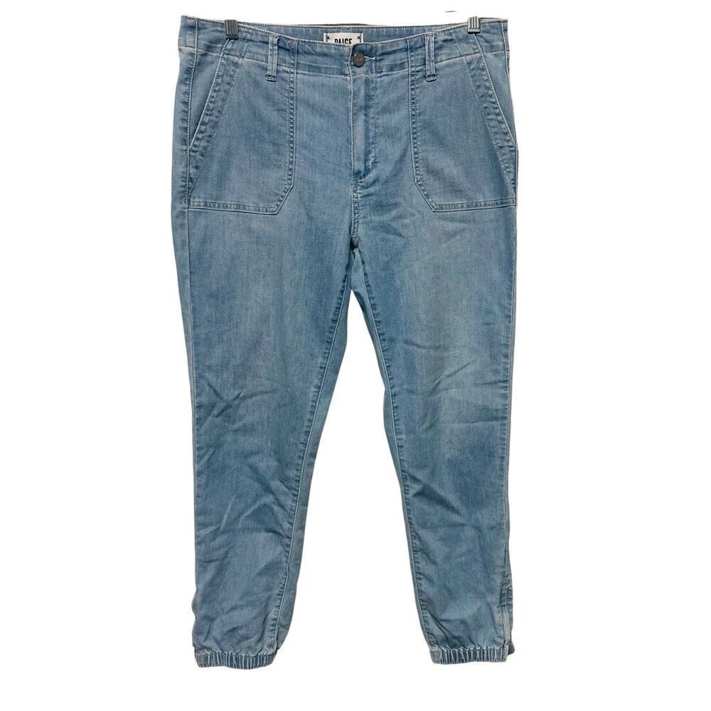 Paige Womens Mayslie Mid Rise Denim Joggers‎ Jeans Pants Light Blue Sz 31, Sz 12